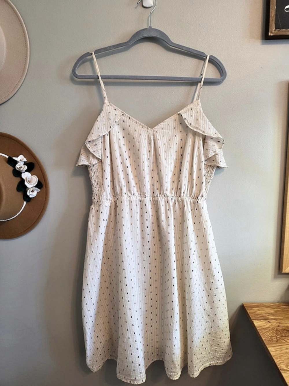 A New Day Cream Dress With Dotted Print